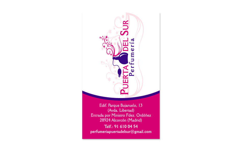Tarjeta Visita Perfumería Puerta del Sur