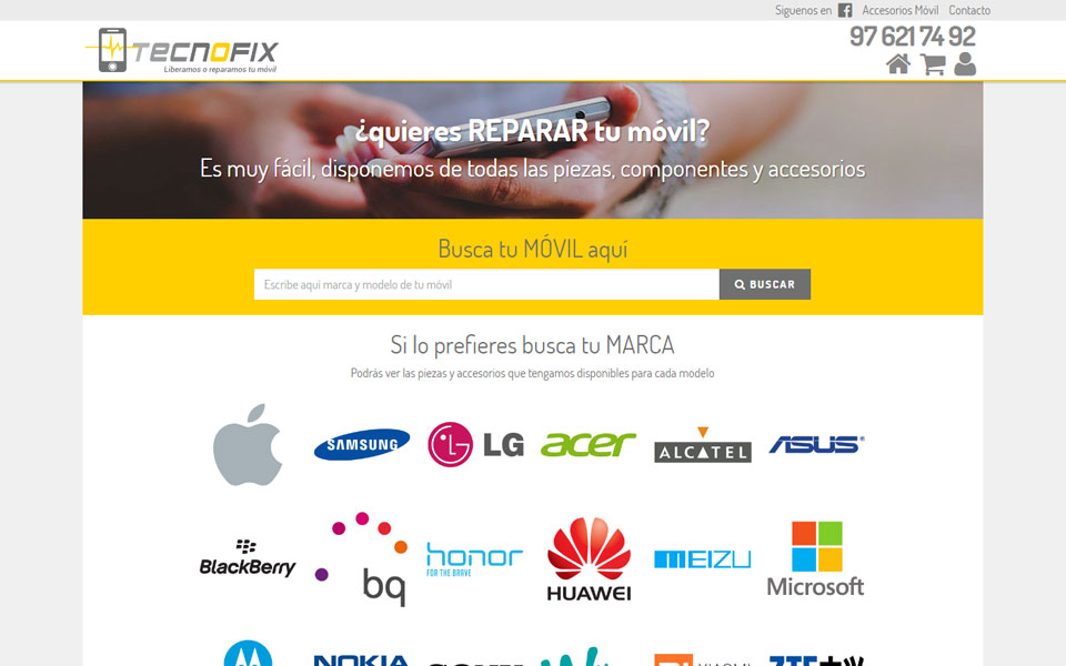 Diseño y programación de tienda online Tecnofix