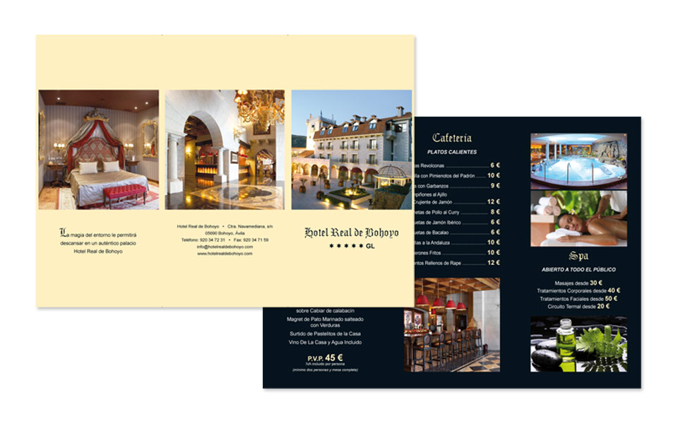 Diseño e impresión Tríptico A4 Hotel Bohoyo